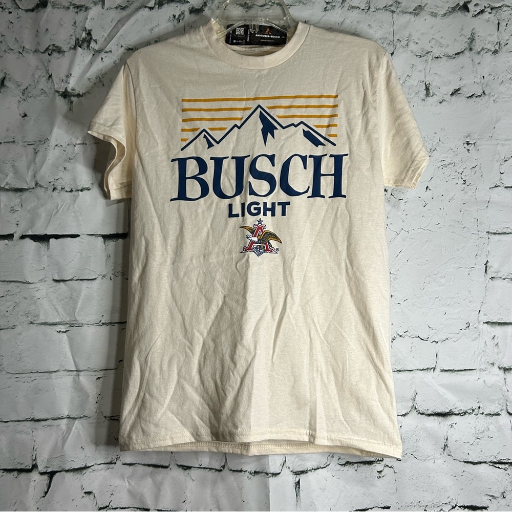 Busch Light Men's Short Sleeve Logo Tee in Cream